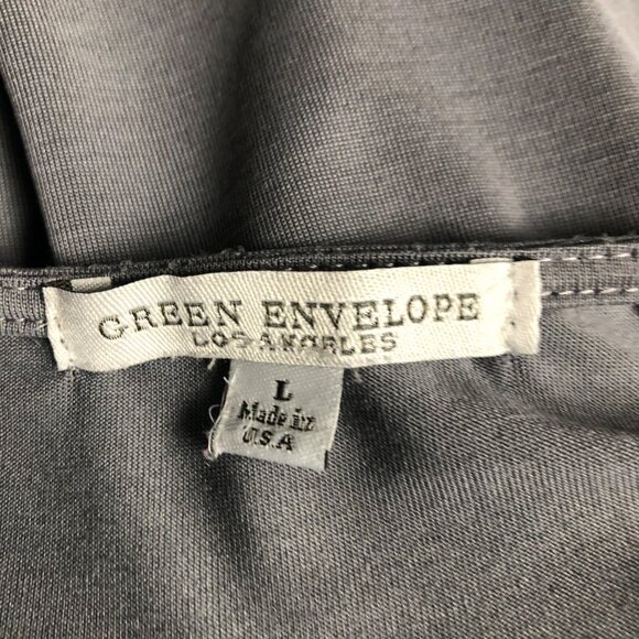 Green Envelope Los Angeles Top Womens Size Large Gray Partial Zip Shirt Blouse - Picture 5 of 6